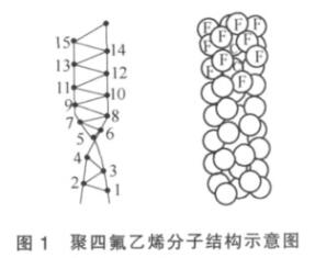 图1 聚四氟乙烯分子结构示意图 图1 聚四氟乙烯分子结构示意图